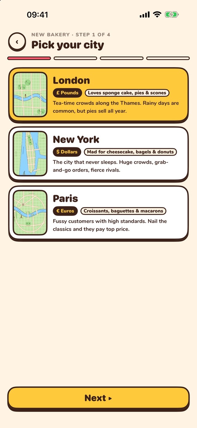 Choosing London, New York or Paris for a new bakery, each with its own currency and favourite bakes